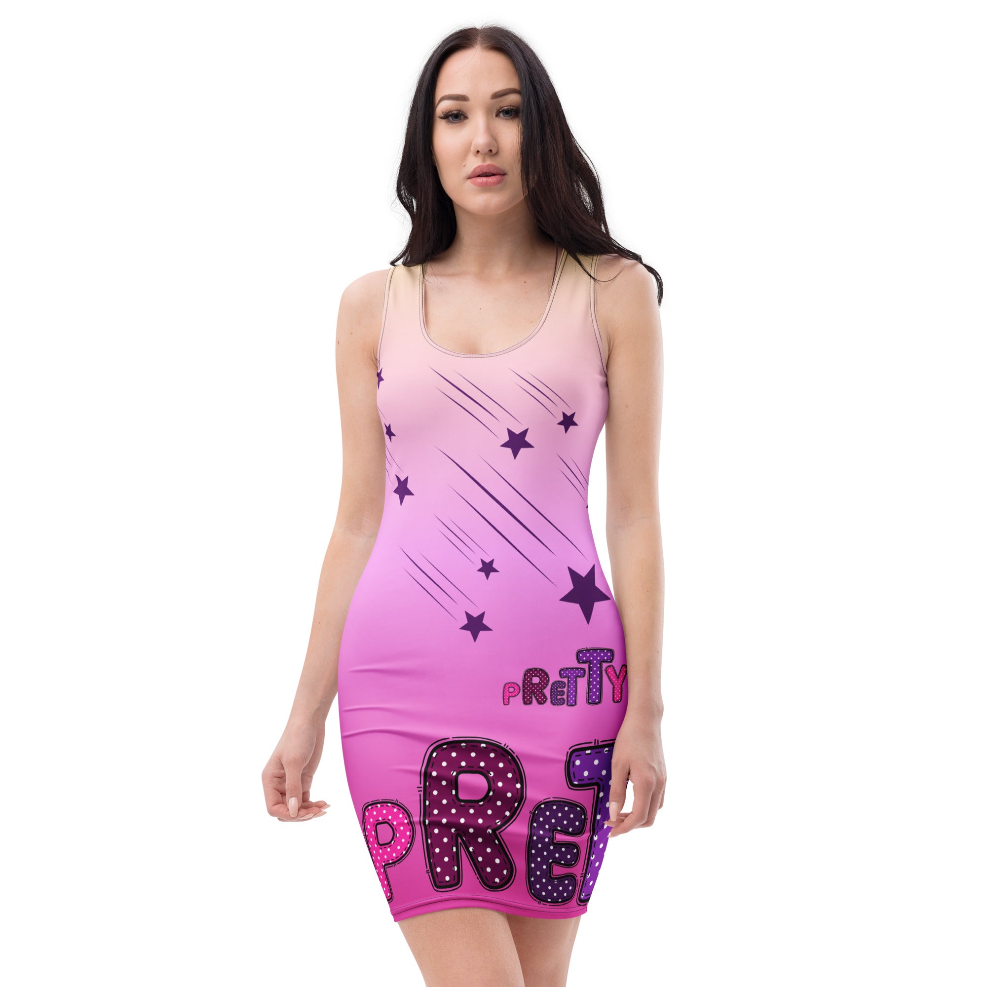 Pretty Bodycon dress in pink and purple – PearlPearls